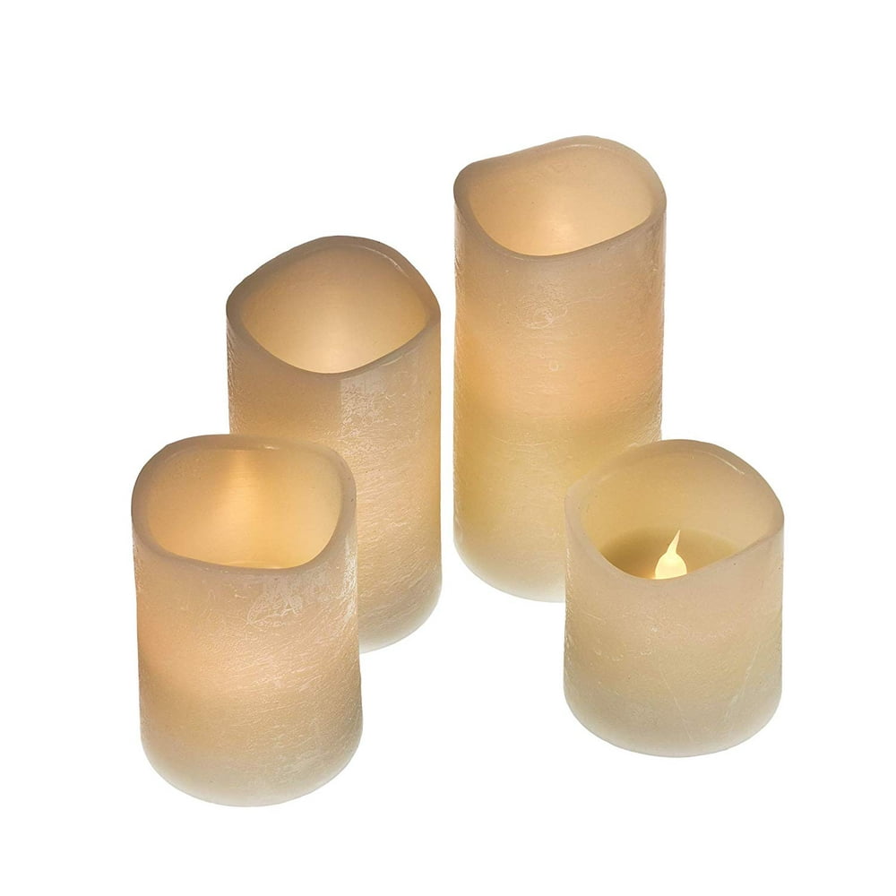 - Textured Real Wax Flameless Candles with Timer (Set of 4) - LED ...