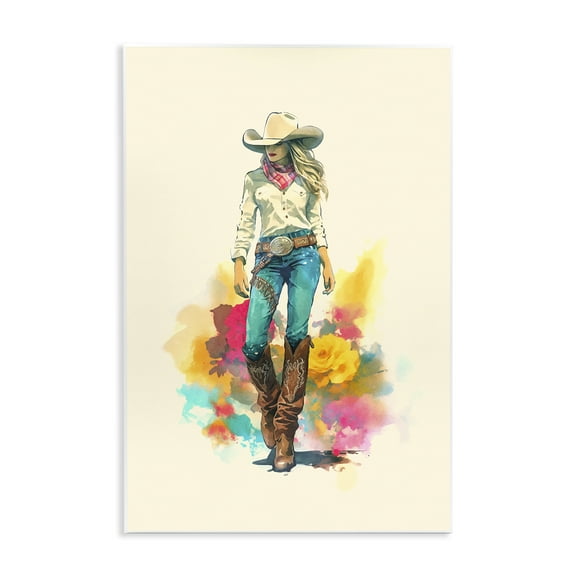 Stupell Industries Prairie Princess Cowgirl People Painting Unframed Art Print Wall Art, 10 x 15