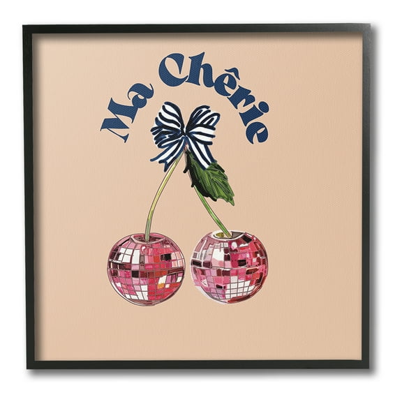 Stupell Industries Ma Cherie Phrase Food & Beverage Painting Black Framed Art Print Wall Art, 12 x 12