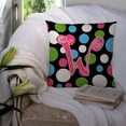 thumbnail image 3 of Letter W Initial Monogram - Polkadots and Pink Fabric Decorative Pillow, 3 of 4