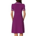 thumbnail image 3 of INSPIRE CHIC Vintage Midi Dress for Women's 2024 Work Peter Pan Collar Dresses XS Purple, 3 of 6