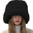 thumbnail image 2 of Chuancc Unisex Fuzzy Bucket Hat - Winter Warm Sherpa Fisherman Cap Packable for Travel & Outdoor Black A, 2 of 5