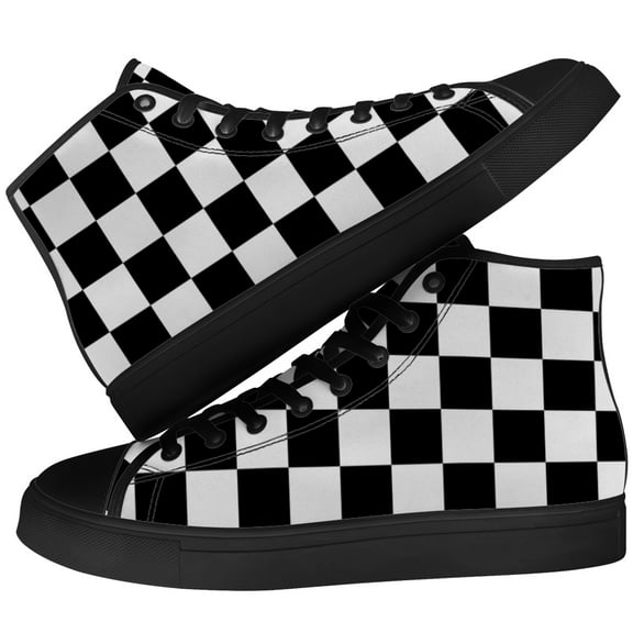 Aidianart Womens Checkered High Top Shoes High Top Canvas Sneakers Size 14.5