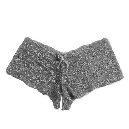 

Yubnlvae womens underwear New Sexy Women Lace Lingerie Plus Size Underwear Open Crotch Bowknot Underwear Grey