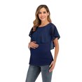 thumbnail image 4 of zttd womens maternity irregular soild hem tee shirt casual short sleeve crew neck basic nursed t shirt top breastfeeding blouse, 4 of 6