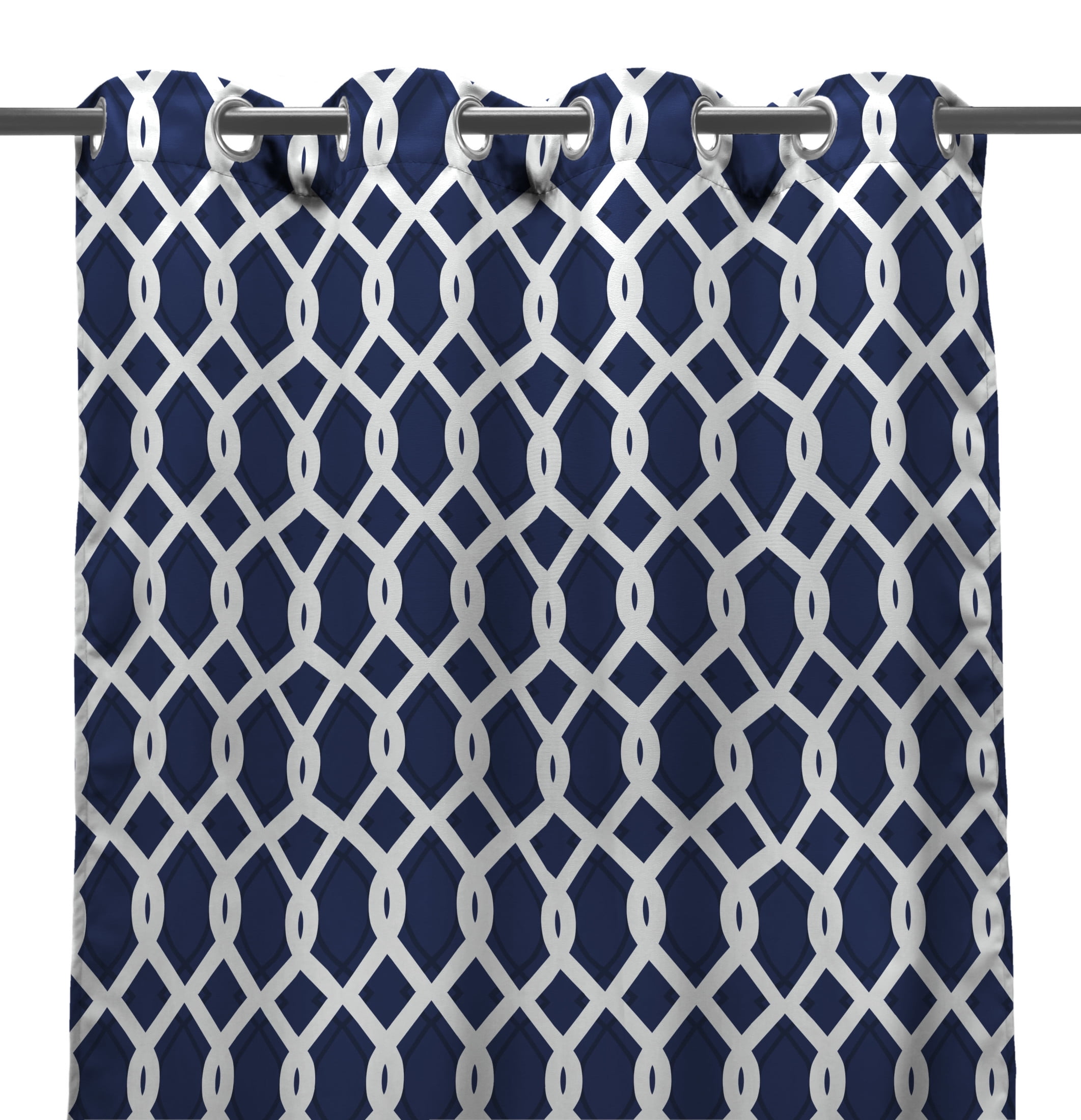 Jordan Manufacturing 54" x 96" Cayo Admiral Navy Lattice Grommet Semi-sheer Outdoor Curtain Panel