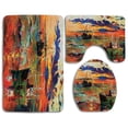 thumbnail image 1 of GOHAO Country Pastel Color Paint Sail Boats Fishing Ships Over Ocean by Early Morning at Sunset 3 Piece Bathroom Rugs Set Bath Rug Contour Mat and Toilet Lid Cover, 1 of 2