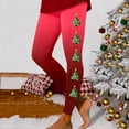 thumbnail image 2 of Fiaer Christmas Leggings for Women Plus Size Stretch Xmas Tree Printed Yoga Pants High Waisted Trendy Comfort Slim Fit Workout Trousers Red L, 2 of 4