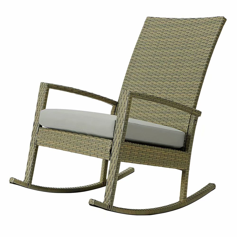 VIK Patio Rattan Wicker Rocking Chair with Cushion for Outdoor/Indoor, Multicolor