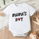 thumbnail image 1 of Baby Boys Casual "MAMA'S BOY" Romper, Short Sleeve Crew Neck Bodysuit For Summer, 1 of 5