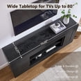 thumbnail image 5 of KeyWhat TV Stand for TVs Up to 80", Modern Entertainment Center with Storage Cabinet & Open Shelves, Cable Management for Living Room, Black Oak, 5 of 7