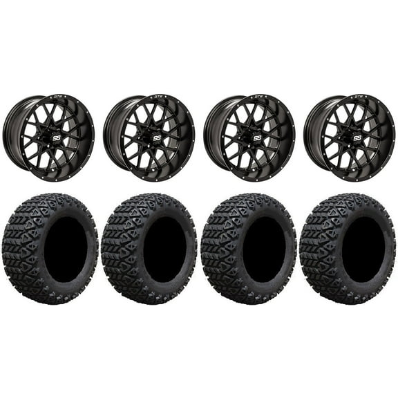 GTW Vortex 2 14" Golf Cart Wheels Black 23" X-Trail Tires E-Z-GO & Club Car