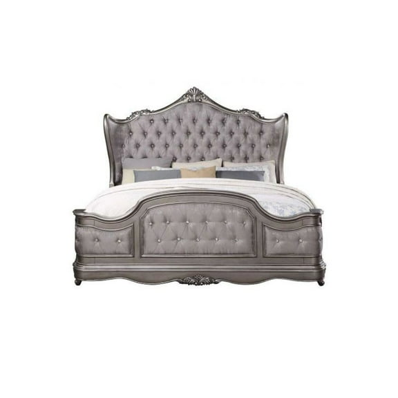 Acme Furniture ACME Ausonia Eastern King Bed, Antique Platinum Finish