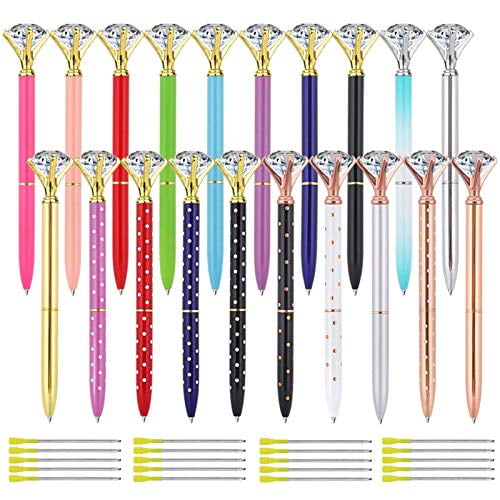 20pcs Diamond Pens Cute Ballpoint Pens Retractable Metal Crystal Pens with 20pcs Replacement Refills, for Office Supplies, Decorations, Women Gifts