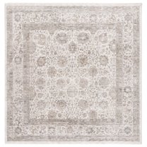 SAFAVIEH Mason Elisa Medallion Polyester Area Rug, Ivory/Beige Gray, 6'3" x 6'3" Square
