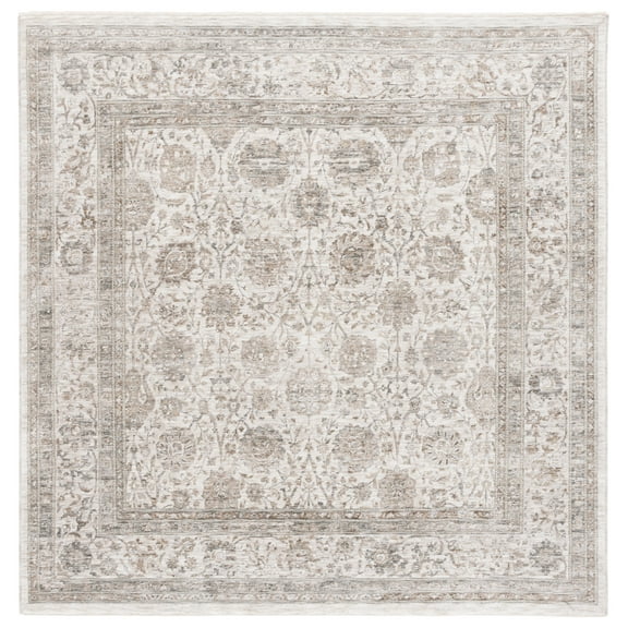 SAFAVIEH Mason Elisa Medallion Polyester Area Rug, Ivory/Beige Gray, 6'3" x 6'3" Square
