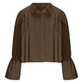 thumbnail image 4 of Women's Dressy Tops Spring Puff Long Sleeve Button Down Solid Color Fashion Shirts Work Business Blouses Lapel Collared, 4 of 5