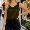 thumbnail image 3 of Satin Tank Tops for Women Lightweight Dressy Casual V Neck Plain Sleeveless Shirt Summer Outfits, 3 of 4