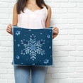 thumbnail image 2 of Navy Blue Snowflake Pillow Covers 16x16 Inch Decorative Throw Pillow Cover, Christmas Winter Vintage Stripes Sofa Pillowcases Accent Cushion Case Home Decor Bedroom Living Room, 2 of 6