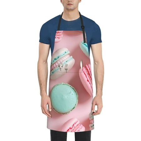 

Rateoe Pastel Macarons Delight Aprons with Pocket Men Womens Aprons Waterproof Adjustable Cooking Aprons for Kitchen Gardening and Salon