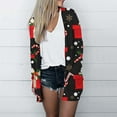 thumbnail image 2 of Odeerbi Christmas Cardigan For Women Fashion Print Loose Long Sleeve Autumn Coat Blouse Black, 2 of 6