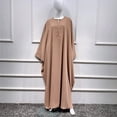 thumbnail image 3 of Muslim Women Batwing Abaya Dress Front Zipper Kaftan Islamic Maxi Dress Middle East Robe, 3 of 5