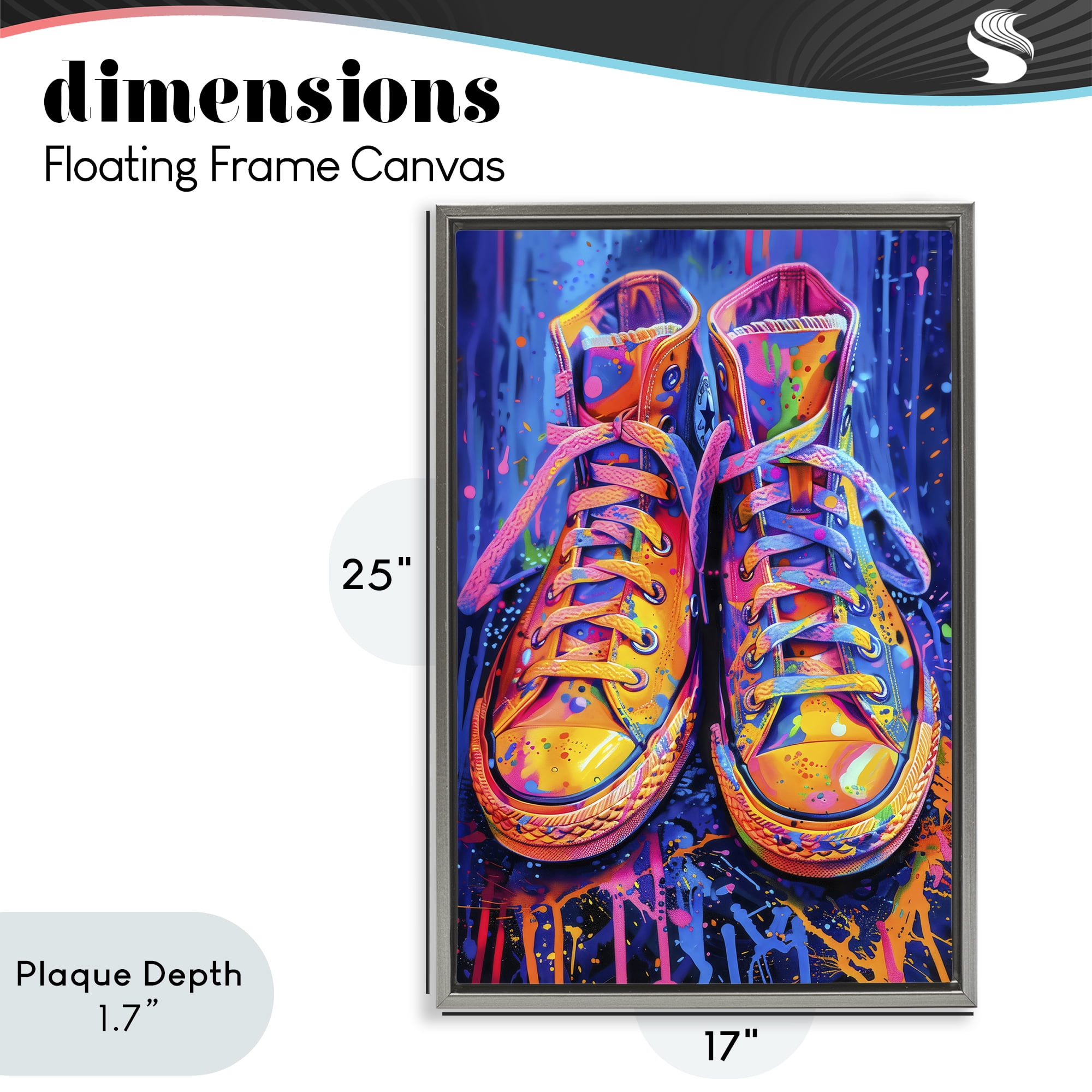 Stupell Industries Moody Converse with Neon Splash Gray Framed Floater Canvas Wall Art, design by Creative Studio