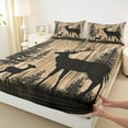 thumbnail image 3 of Manfei Rustic Farmhouse Cabin Full Size Sheets, Jungle Deer Animal Bed Sheets, Brown Wooden Plank Sheet Sets, Lightweight Room Decor, 4 Pieces, 3 of 7