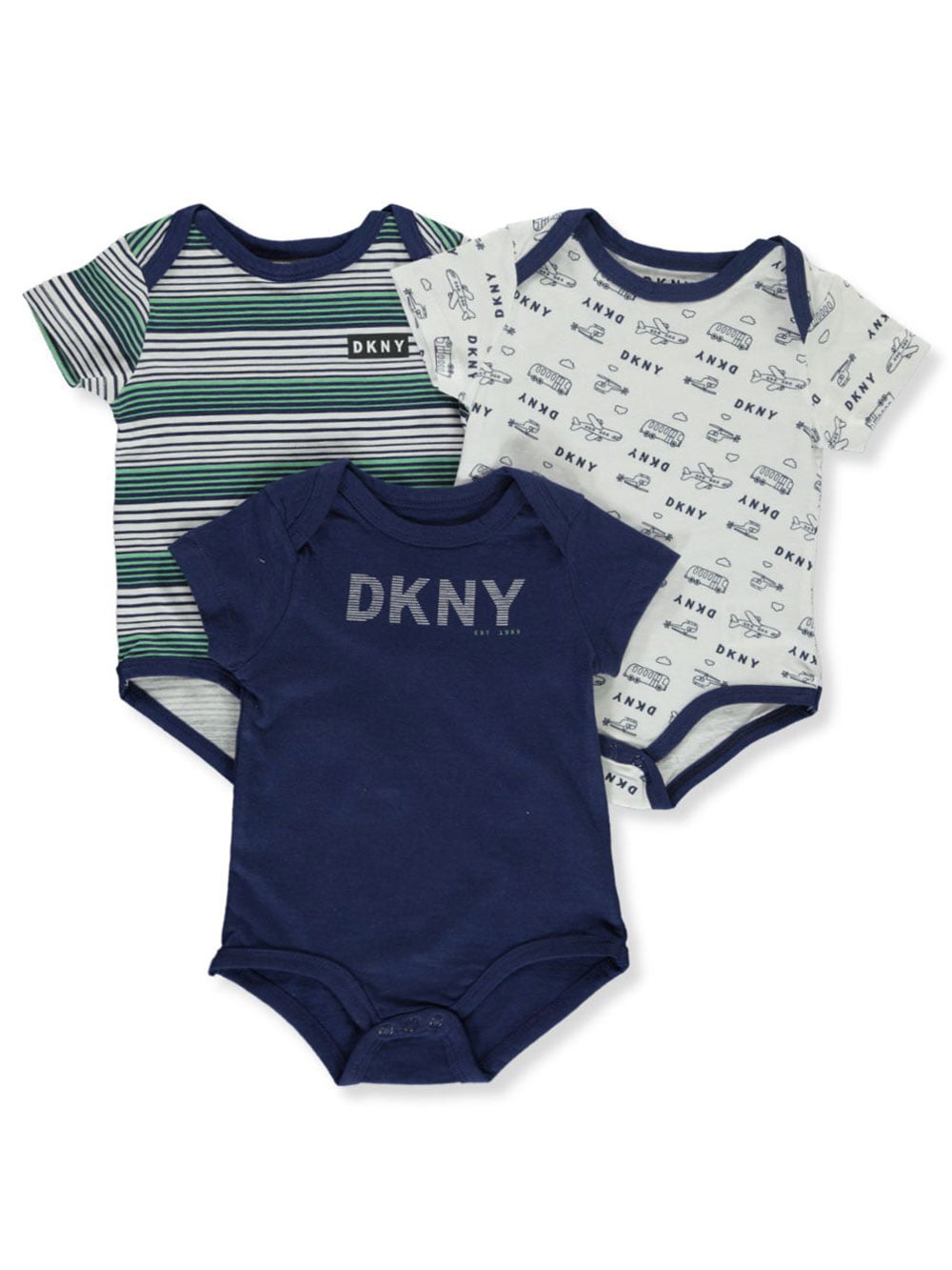 DKNY Infant Boys Three-Pack Bodysuit Set Size 0/3M 3/6M 6/9M $28 