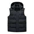 thumbnail image 2 of Zedker Men's Hooded Puffer Vest Winter Warm Sleeveless Jacket Thick Quilted Down Vest Lightweight Insulated Outerwear with Pockets Black L, 2 of 7