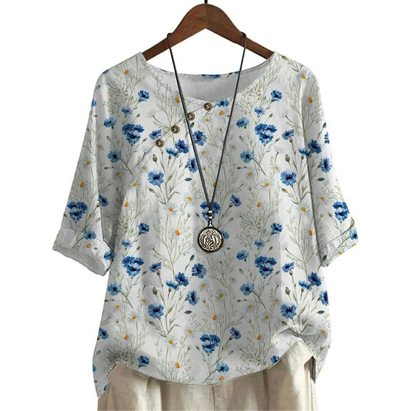 CLOOCL Women Blouse Floral Printing Casual T-Shirt Tops Plus Size Clothing