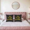 thumbnail image 2 of Set of 2 Decorative Throw Pillow Covers 18x18in - Modern Black Background with Artistic Yellow & Pink ' The Melkib Simkib ' Design for Couch Bed Car, 2 of 8