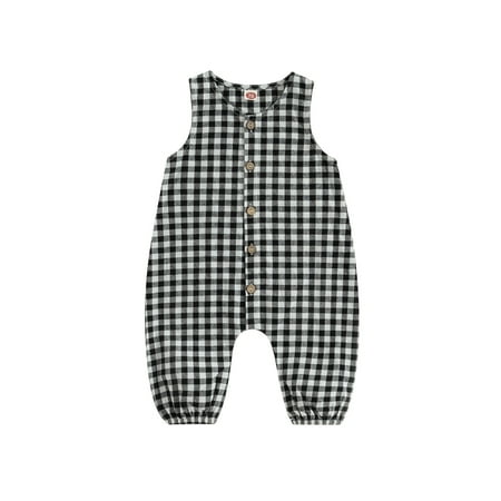 

Bagilaanoe Newborn Baby Girl Summer Jumpsuit Santa Claus Plaid Sleeveless Bodysuit 3M 6M 12M 18M Infant Casual One Piece Romper