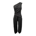 thumbnail image 5 of Khunlpohl Womens 2 Piece Sets One Shoulder Sleeveless Pleated Tops and Elastic Waisted Tapered Loose Pants Fashion Casual Beach Vacation Set, 5 of 6