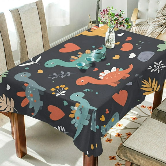 Yayeee Tablecloths 54" x 54" Rectangle Wrinkle Resistant Party Table Cover, Cute Dinosaur