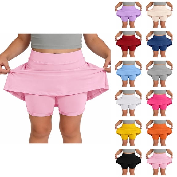 Girls Athletic Skort With Shorts And Pockets For Tennis Cheerleading Play Comfort Stretch Fabric