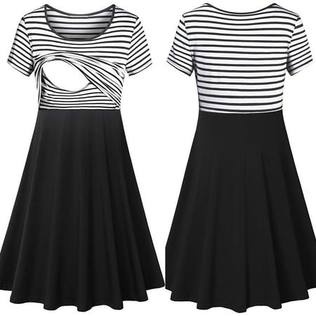 Outtop Ladies' multi-functional lactation stripe patchwork skirt after pregnancy (hot (Best Shapewear After Pregnancy)
