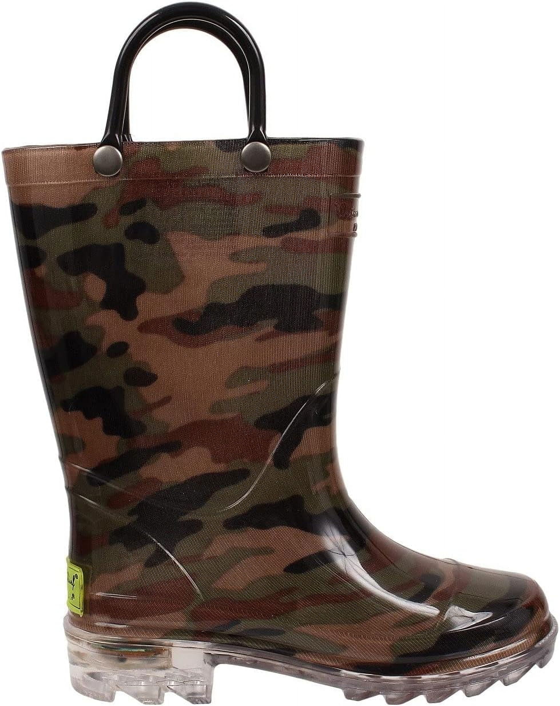 Western Chief Unisex Child Light up Waterproof Rain Boot 13 Little Kid Camo Green