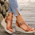 thumbnail image 6 of Ruyang Womens Wedge Sandals Women's Casual Side Hollow Belt Buckle Slope Bottom Roman Shoes Summer Fashion Ladies Sandals, 6 of 6