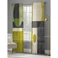thumbnail image 4 of Abstract Color Block Sheer Curtains for Living Room Bedroom, Light-filtering Sheer Curtain, Green Yelow Geometric Modern Style Rod Pocket Voile Window Treatment Drapes, 52’’Wx84’’L, 2 Panels Set, 4 of 7