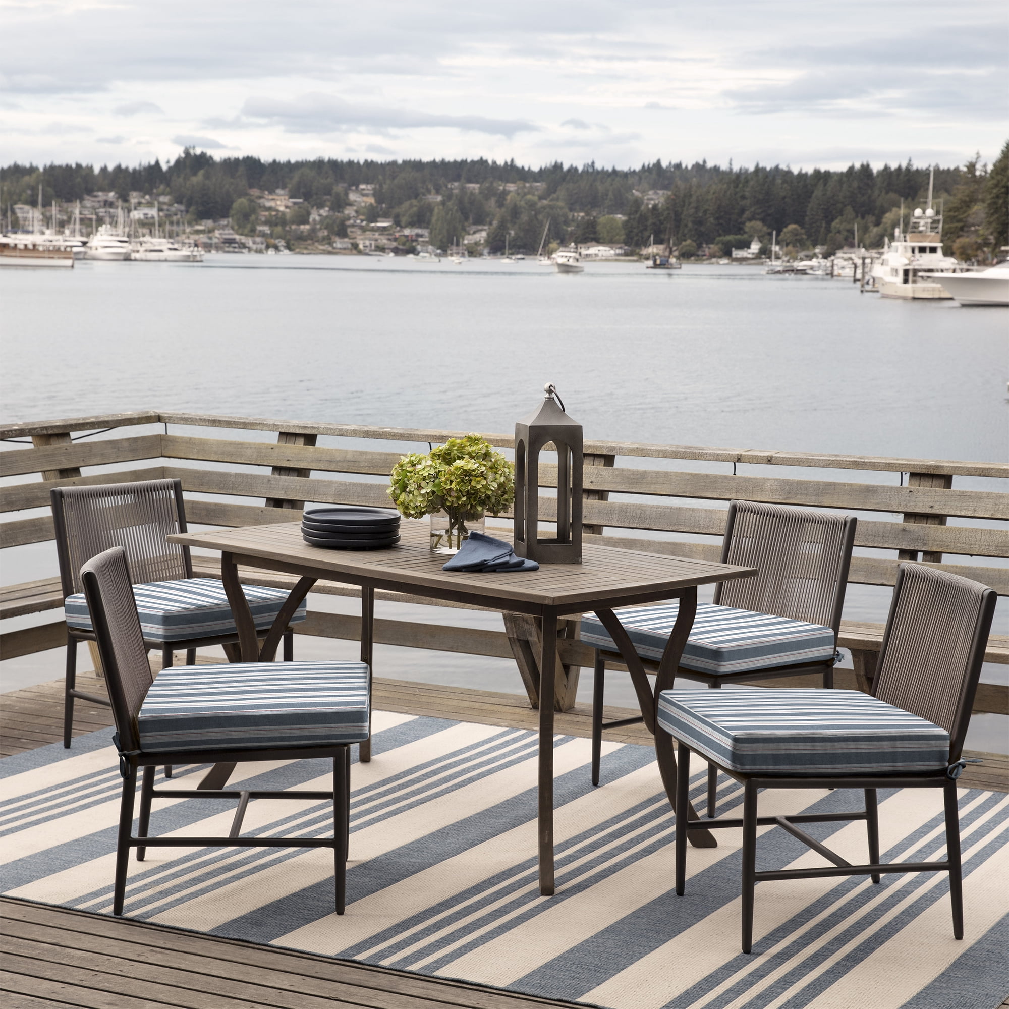 ARDEN Oceantex Outdoor Seat Cushion 21 x 21, Ocean Blue Stripe