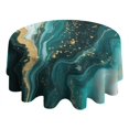thumbnail image 4 of Teal Gold Marble Pattern Round Tablecloth 60"x60",Wrinkle Wipeable Table Cloth for Kitchen Dining Room Picnic Patio Party, 4 of 6