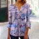 thumbnail image 2 of Camisetas de Cuello en V Mujeres, Impreso 3/4 Manga Blusa Casual Hecha de Cómodo Estante de Imitación para Toda la Temporada de Uso Diario, Camisetas Casuales de Mujer, 2 of 5