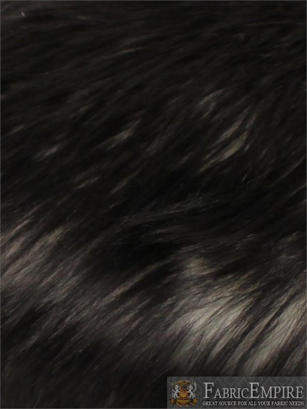 Faux Fur Long Pile Wild Rabbit Black Ivory Fabric 60 Wide Sold by the Yard