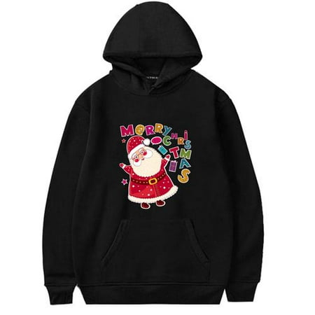 Christmas Fashion Fancyleo Women Fashion Christmas Hoodie Santa Claus Print Merry Christmas Letter Print Long Sleeve Cute Hoodie Pullover Sweatshirt Women Casual Tops ()
