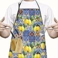 thumbnail image 2 of Yellow Lemon Fruit Clusters Blue Pattern Apron-Garden Aprons for Women with Pockets-Cotton Linen Waterproof Kitchen Cooking Gardening Aprons Adjustable for Kitchen,Cooking,BBQ and Salon 33x27 Inch, 2 of 7