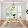 thumbnail image 4 of Classic Solid Wood Dining Table Set with 2 Benches, Blonde Wirebrush, 4 of 7