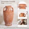 thumbnail image 5 of Terracotta Rustic Vase - Farmhouse Ceramic Flower Vases, Vintage Home Decoration Vase, Clay Vase, Vase Centerpiece for Table, Vase for Living Room, Bathroom, Shelf Decor, 8.6 Inch, Terracotta, 5 of 7