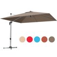 thumbnail image 1 of Gymax 10 Ft Square Offset Hanging Patio Umbrella 360 Degree Tilt Tan, 1 of 10
