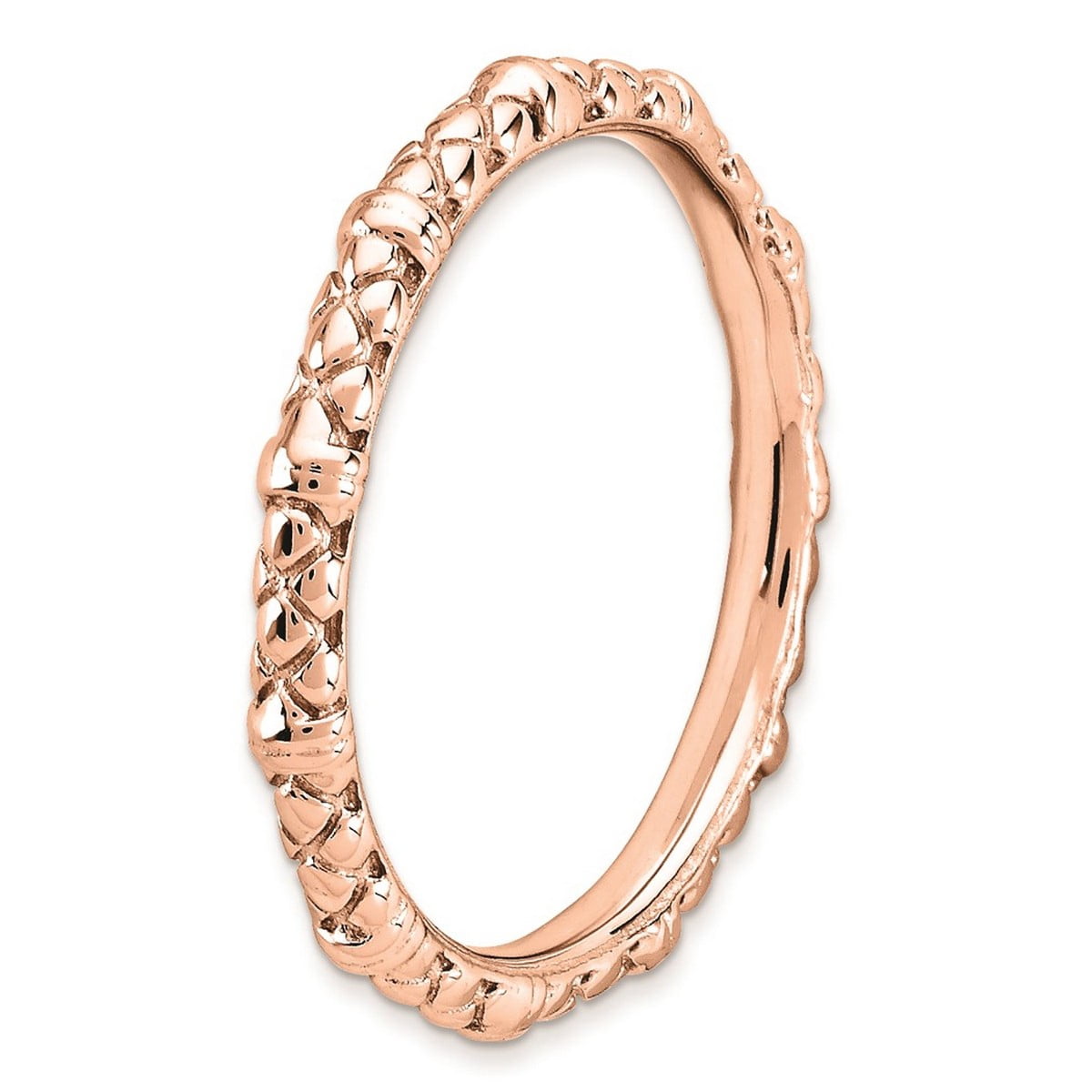 925 Sterling Silver Polished Patterned Stackable Pink Plated Cable Ring Size 7 Stackable Ring for Women
